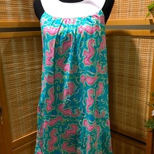 Lilly Pulitzer white label seahorse dress with white collar, size 6.